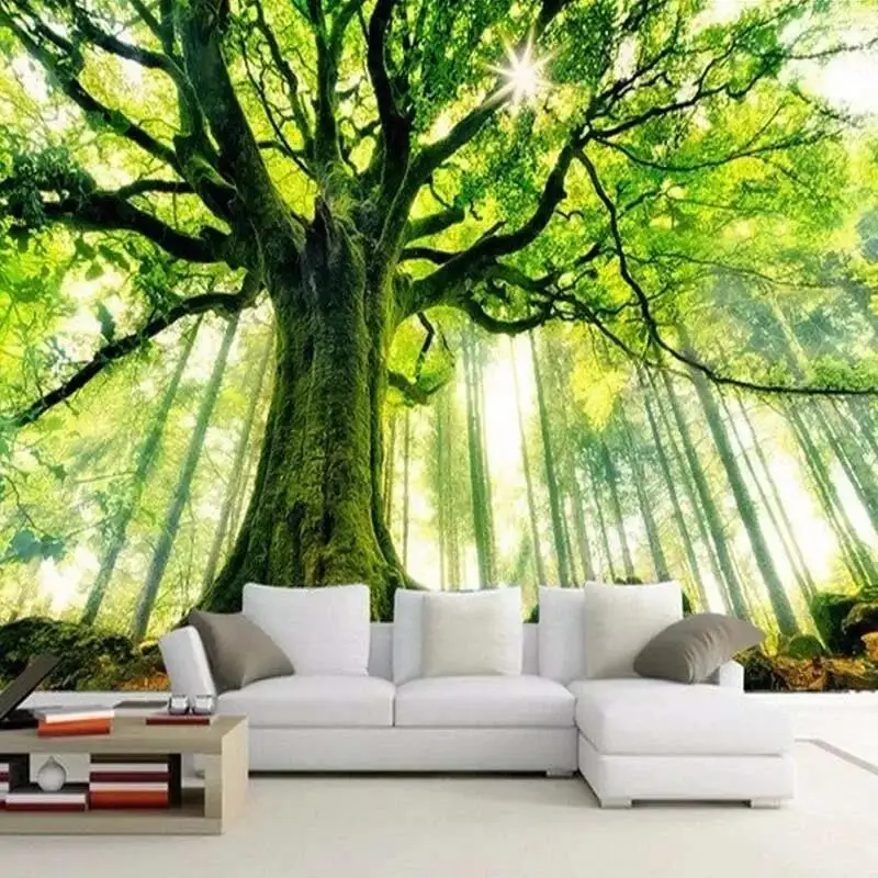 

3D Tree Natural Landscape Photo Mural For Wall Living Room Bedroom Background Decor Customized Size Non-woven Straw Wallpaper