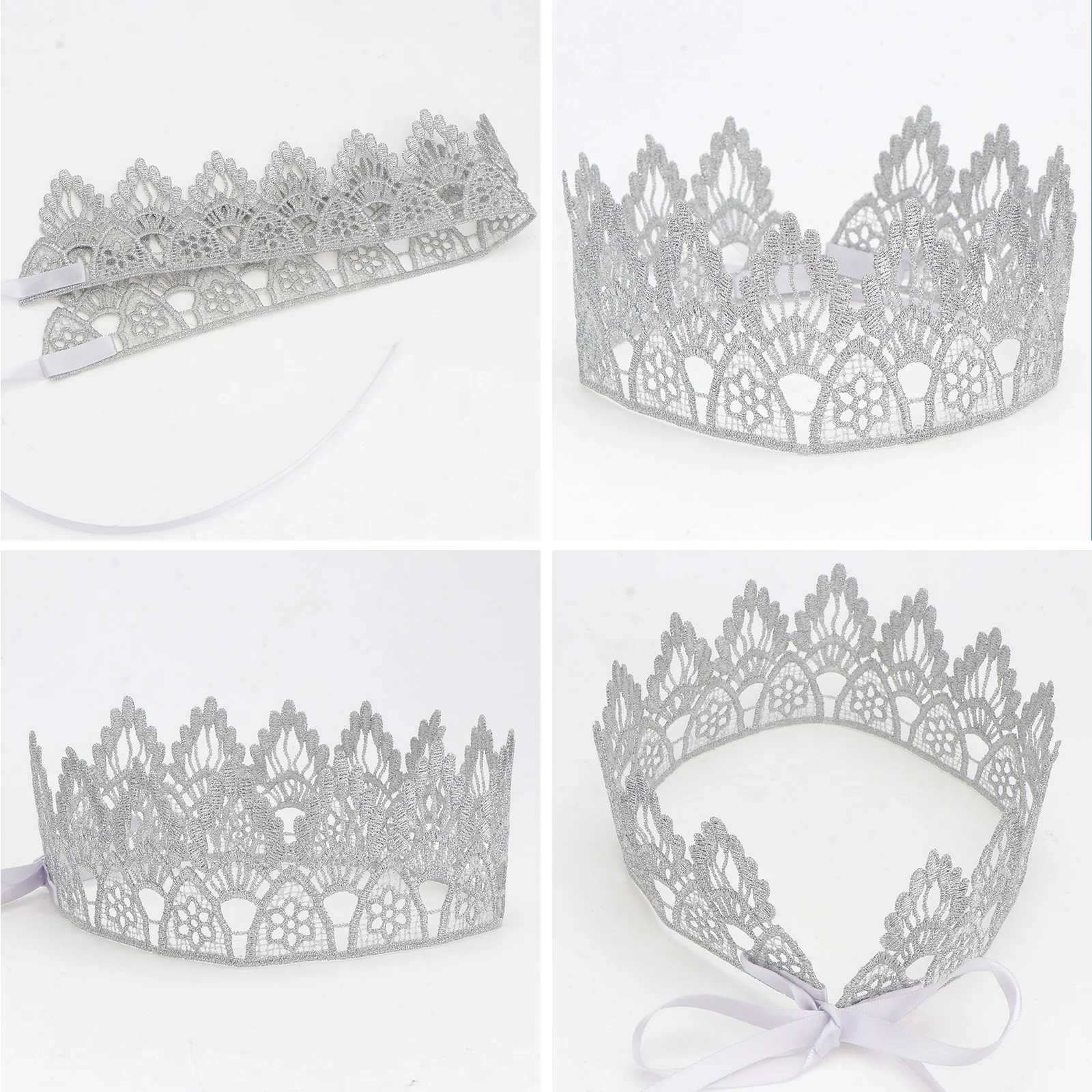 

Birthday Crown Decor Elegant Lace Design Lightweight Comfortable Wear Party Supply nament Accessories Girls Baby