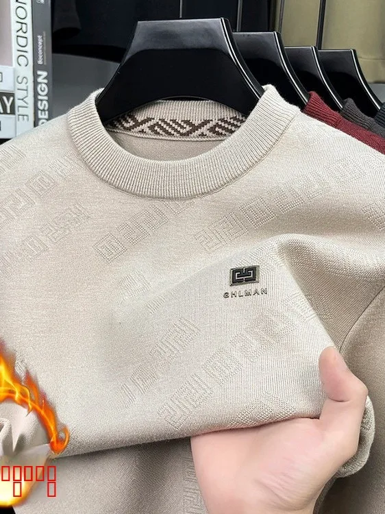 

Теплый вязаный мужской свитер Long Sve круглый Ne Fce на подкладке Busin Casual Sle Winter Faion Мужской свитер среднего возраста ...