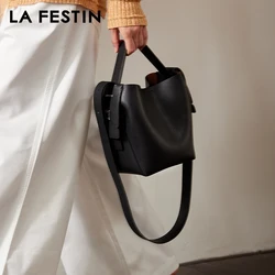 LA FESTIN Borsa a tracolla da donna in vera pelle di marca originale Borsa a tracolla portatile Borsa a secchiello Borse da donna Borsa da donna
