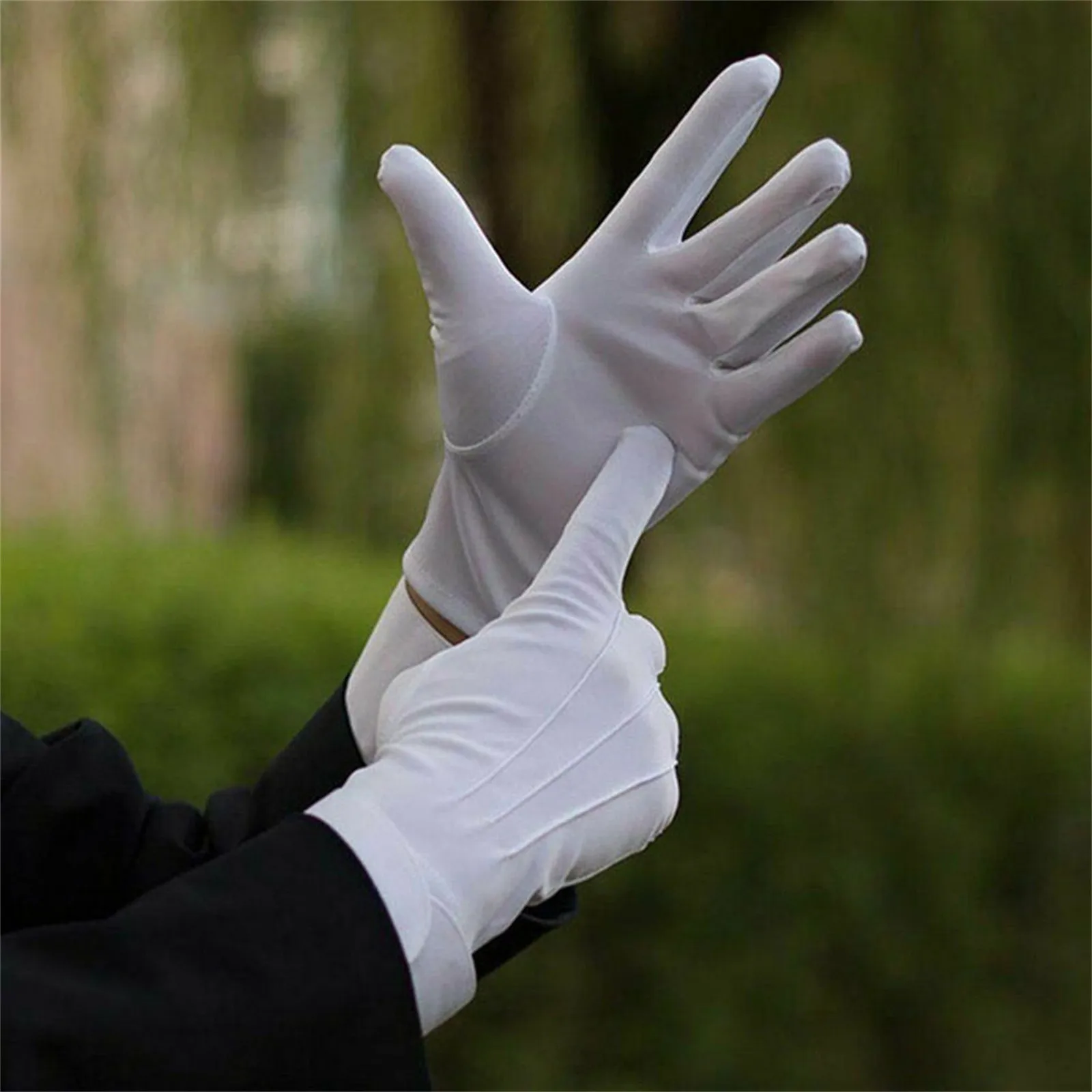 White Cotton Gloves Men Formal Tuxedo Uniform Gloves Honor Guard Parade Ceremony Costume Cosplay Coin Jewelry Butler Glove