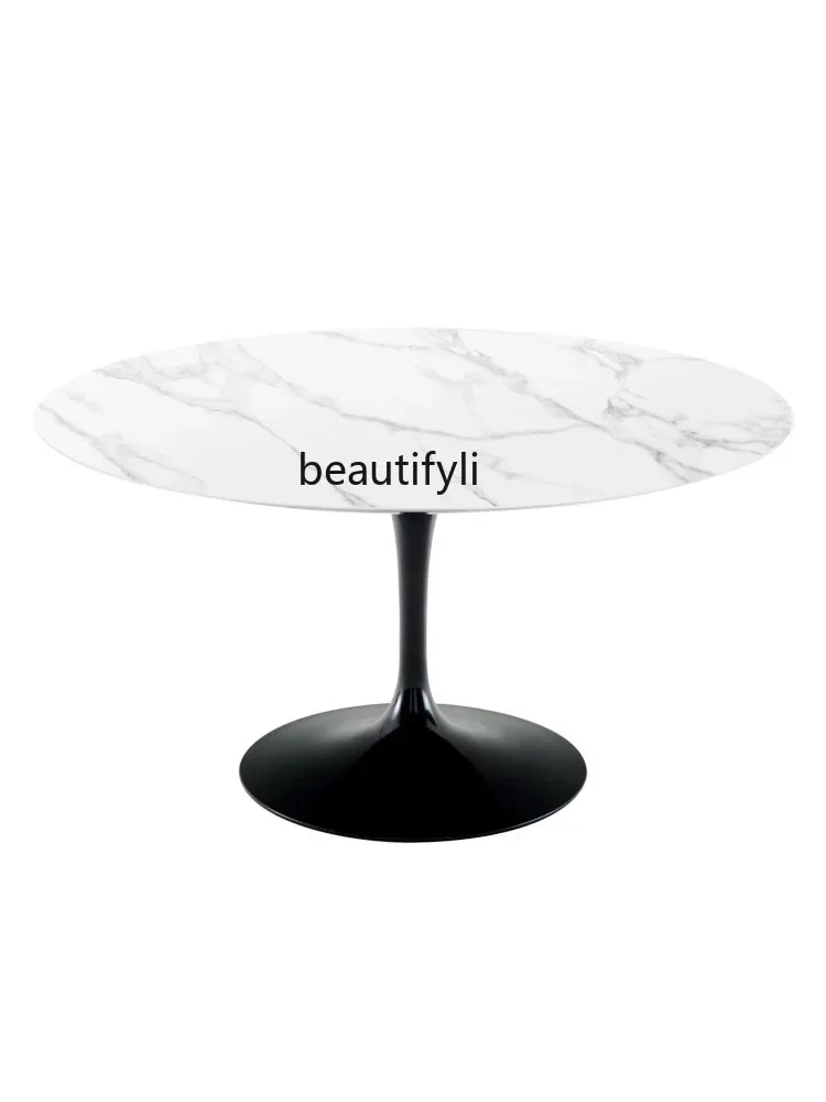 

Slate dining table simple Italian light luxury high-end Deli Feng round table dining table