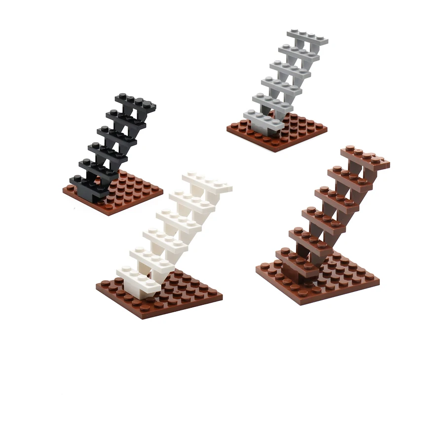 4pcs Staircase MOC Bricks 7x4x6 House Stairs Straight Open 30134 Steps Ladder Modular My City Building Block DIY Bricks Toy