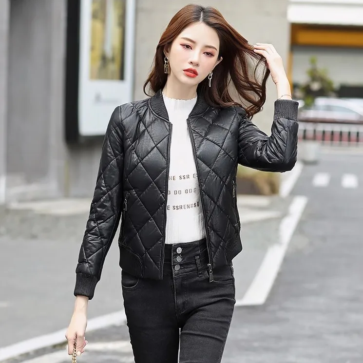   寧本革ダウンジャケット レディース オルト スレ 2025 冬新作 韓国版 スリムフィット シープスキンジャケット