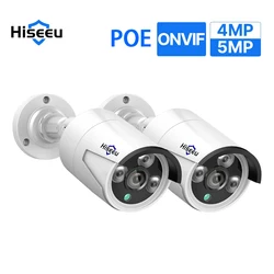 Hiseeu-Cámara de videovigilancia de seguridad para el hogar, videocámara IP de 4MP, 5MP, POE, HD, IR, nocturna, impermeable, para NVR, Audio unidireccional