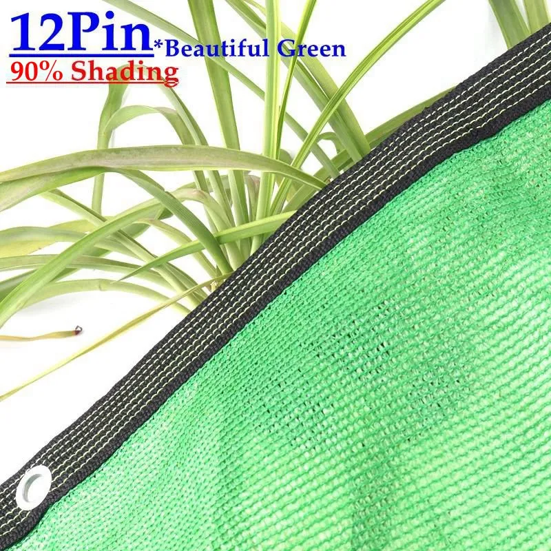 3~12Pin Green Anti UV HDPE Sun Shade Net Outdoor Gazebo Canopy Shading Mesh Greenhouse Garden Plants Swimming Pool Sunshade Net