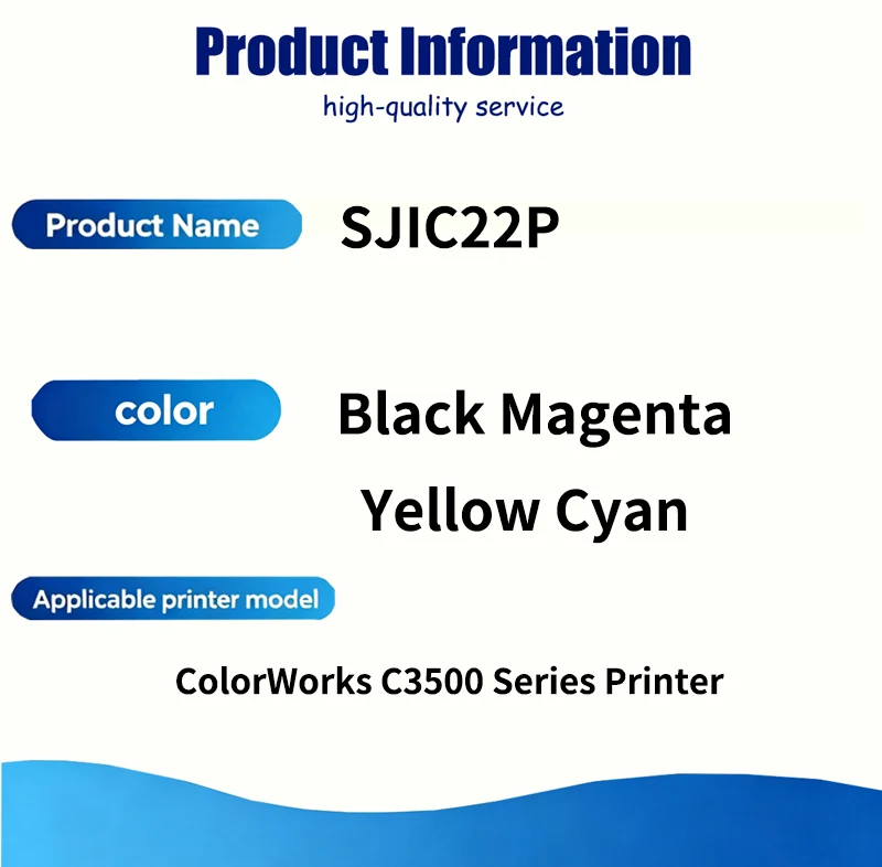 EU 30ML SJIC22P 4 Colors INK Cartridge With Chip Compatible for Epson ColorWorks C3500 Series Printer With Printer Pigment Ink