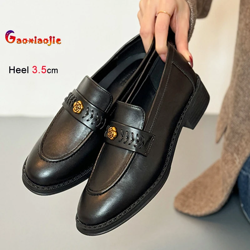 

Мягкие лоферы из овчины, женская повседневная обувь, легкие прогулочные туфли с круглым носком, из натуральной кожи, женские туфли на каблуке 3,5 см