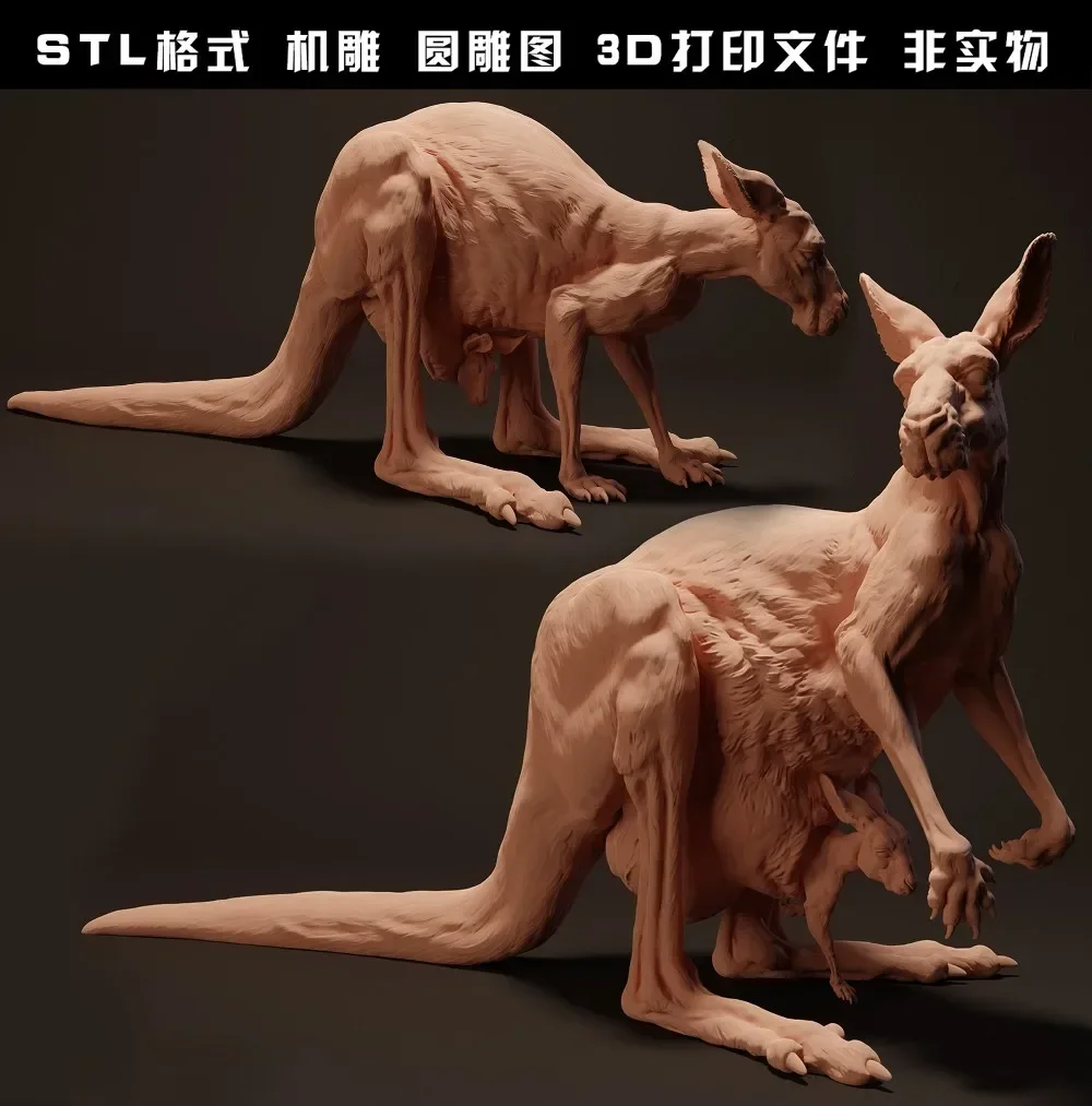 Animal kangaroo circular engraving drawings STL file 3D printing model drawing set painting CNC file