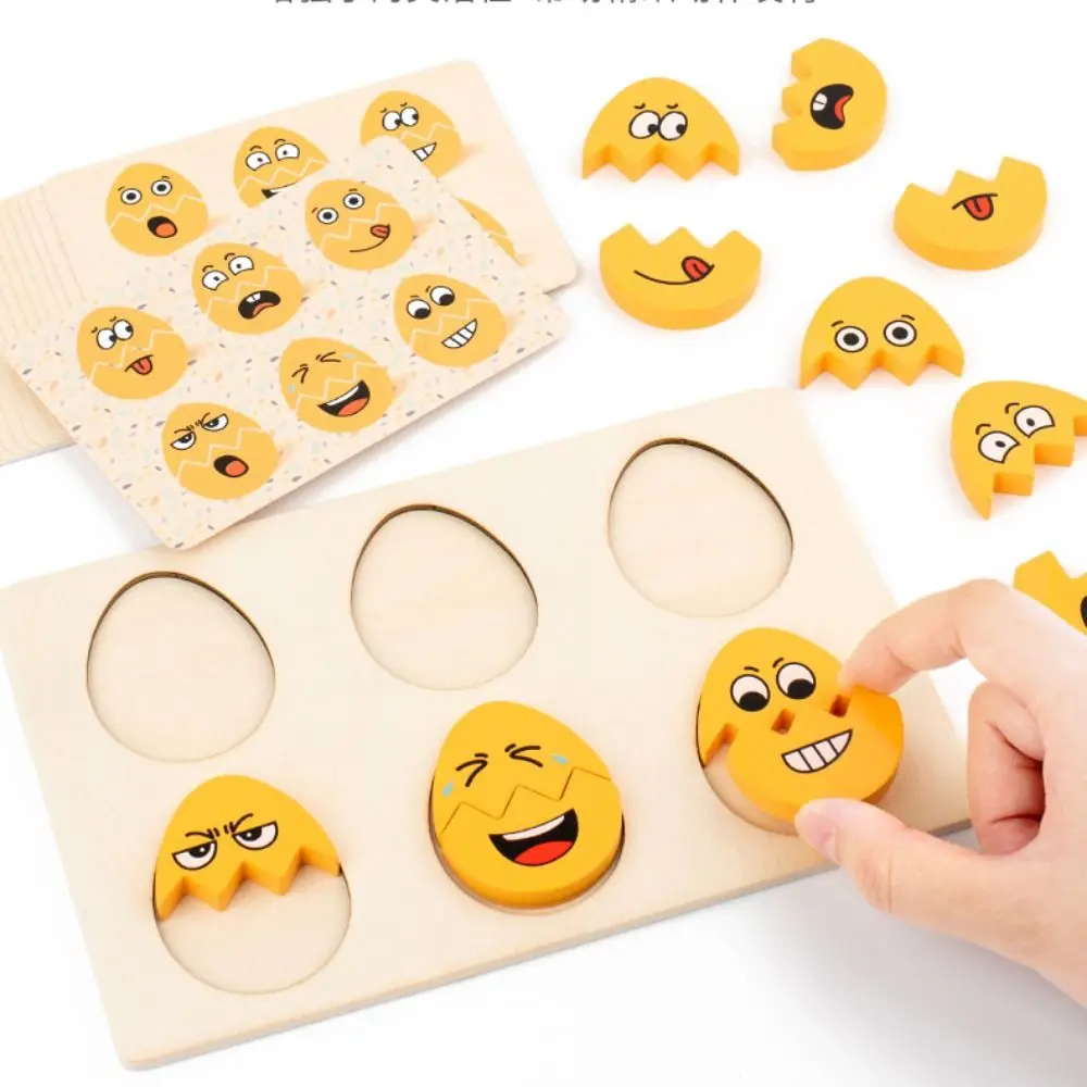 Early Childhood Education Kids Emotion Puzzles Puzzle Game Wooden Expression Matching Board Face Changing Puzzle