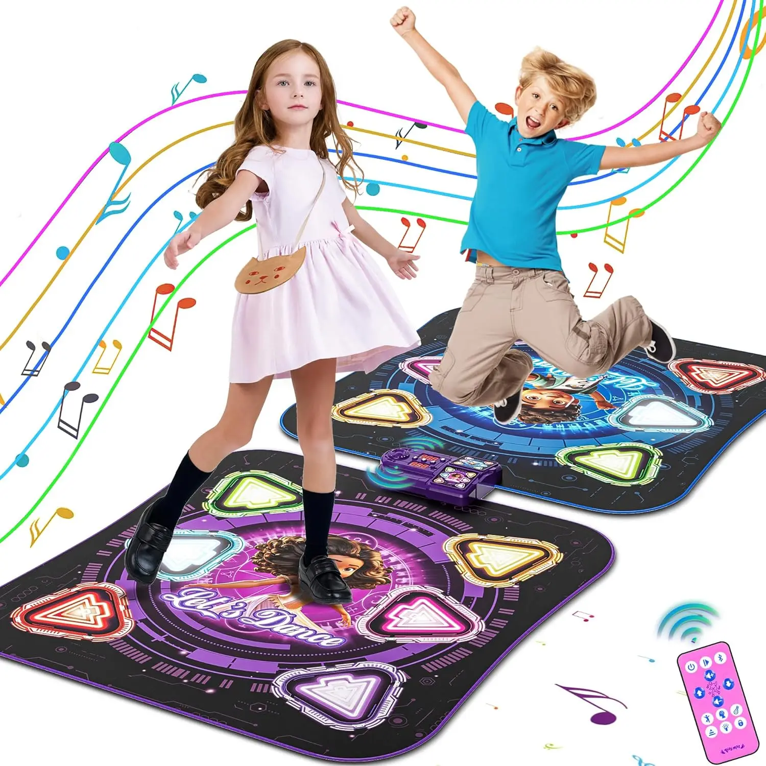 Upgraded Dance Mat with Light-up Buttons, Wireless Bluetooth, 5 Game Modes for Ages 3-12