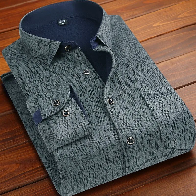 New Autumn and Winter Classic Fashion Fleece-Lined Thickened Warm Plaid Shirt Men's Casual Loose Sports High-Quality Shirt