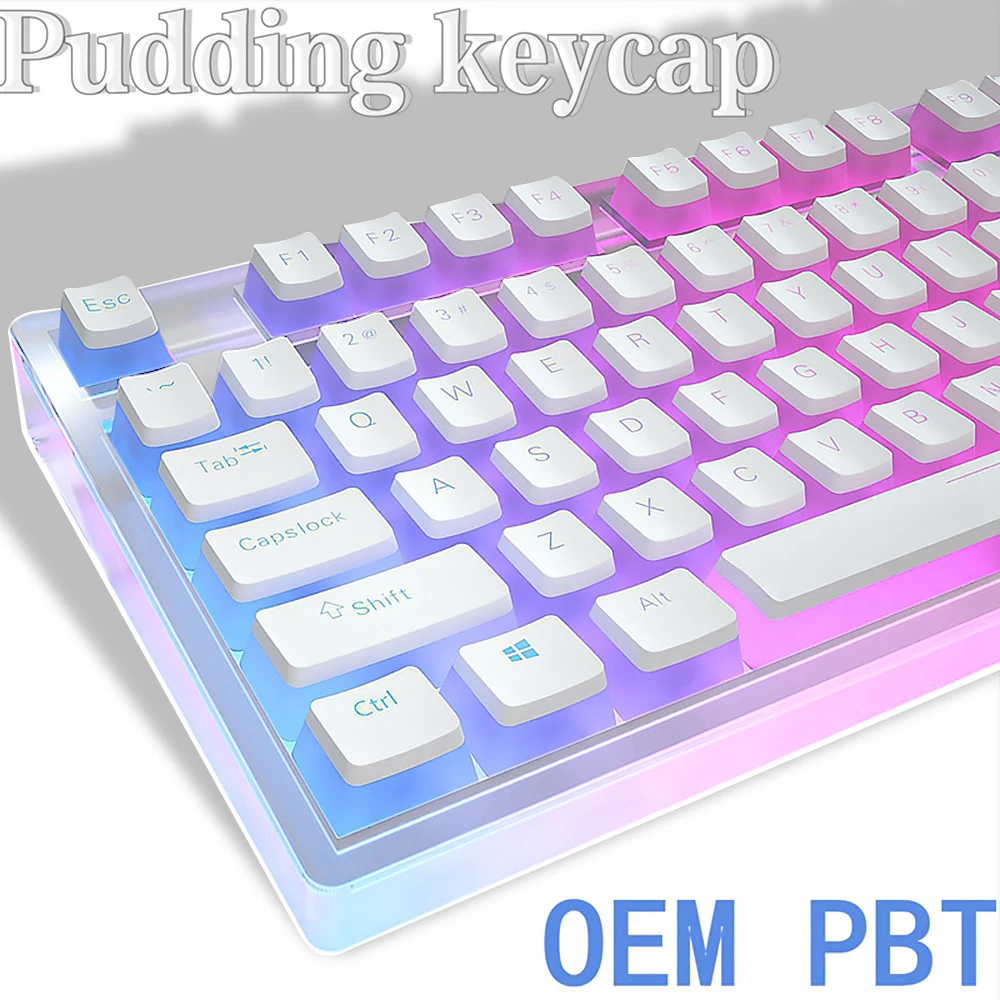 

129 Keys Keyboard Keycap OEM Profile PBT Material Key Cap for Mx Hot Swap Mechanical Keyboard Switch Transparent Pudding Keycaps