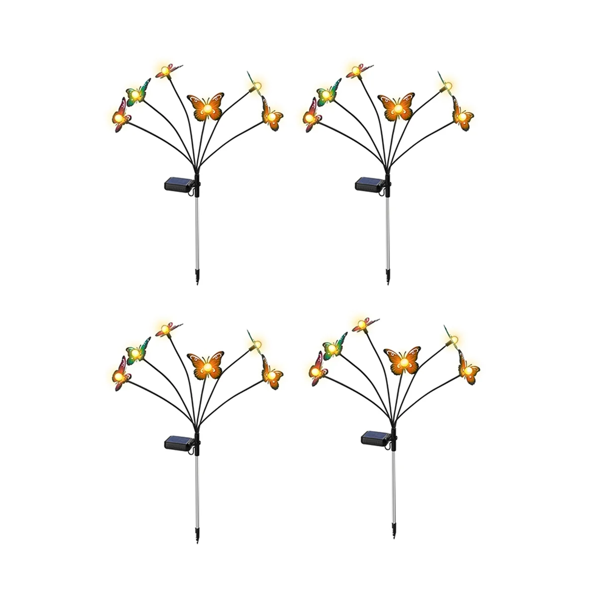 4PCS Solar Garden Lights Solar Swaying Light, 6LED Sway By Wind, Outdoor Lights for Yard Patio Decoration Warm White