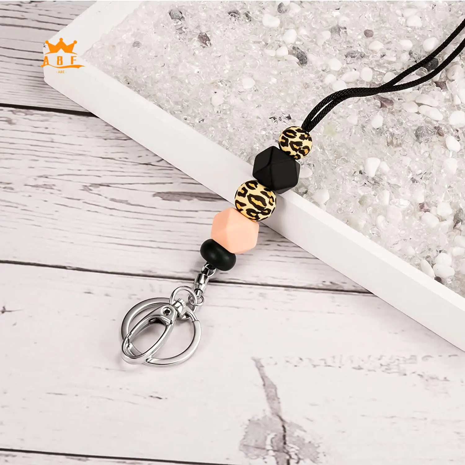

A08E-Teacher Lanyards For ID Badges For Teens Silicone Beaded Lanyards For Keys For Women Nurse Office Worker