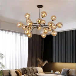 Designer's Minimalist Glass Ball LED Hanging Chandelier Living Room Restaurant Kitchen Pendant Lamp Home Decor Lighting Fixtures