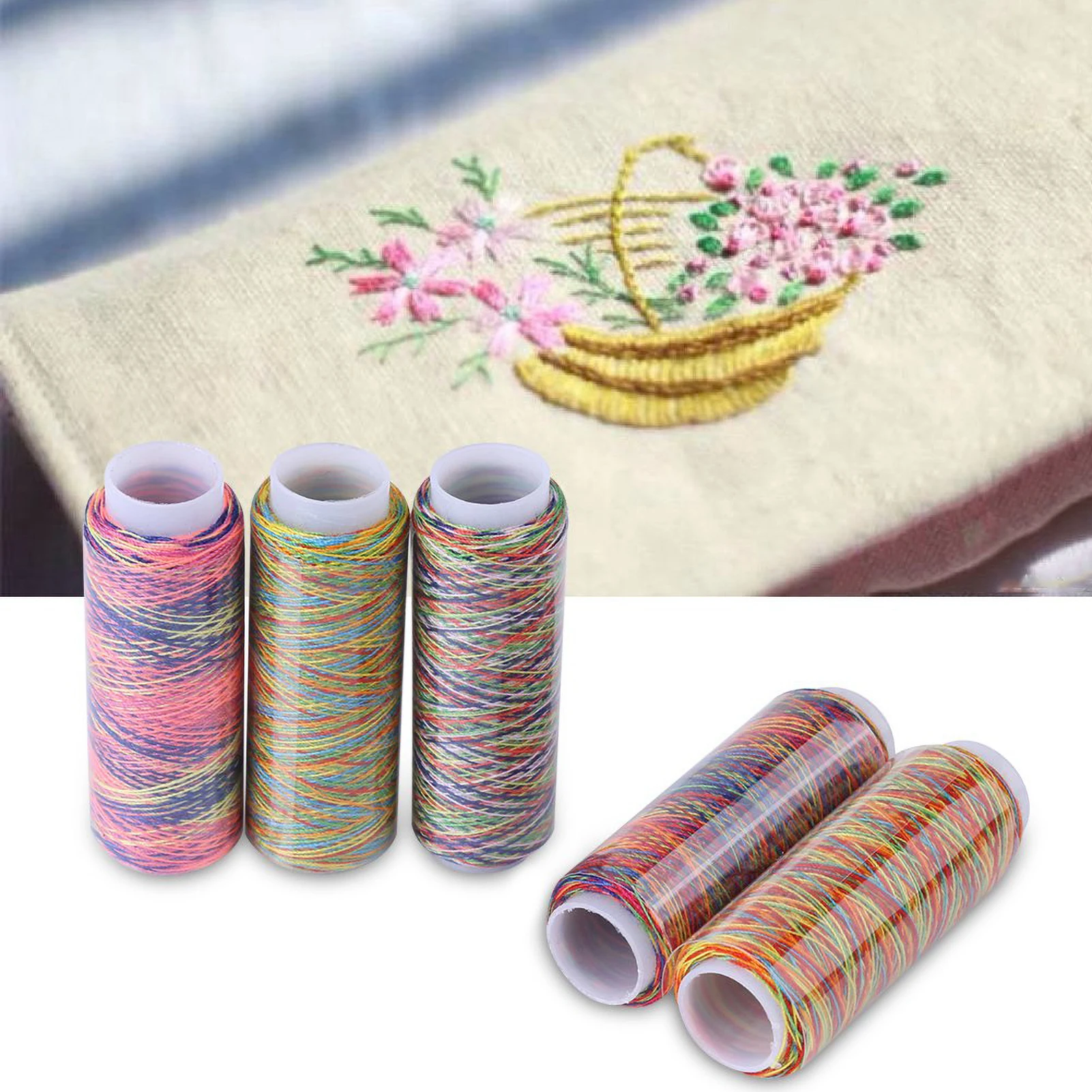 Filo per cucire 5 pezzi 110 m Gradiente multicolore Cucito Quilting Poliestere Filo da ricamo Bobine Accessori per indumenti Filo
