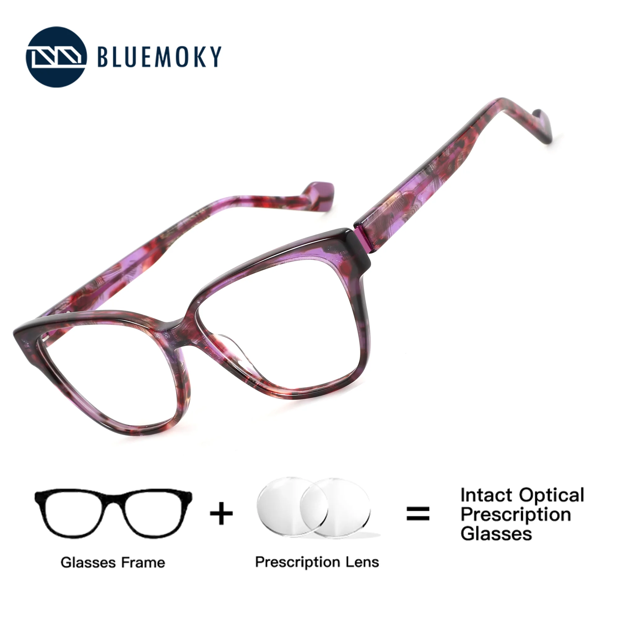 

BLUEMOKY Butterfly Acetate Prescription Glasses Women Photochromic Anti Blue Light Progressive Optical Vision Eyeglasses