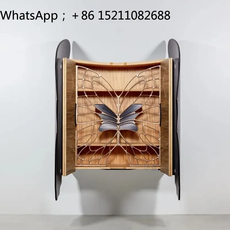 SCY light luxury creative three-dimensional butterfly wall cabinet villa luxury home advanced decorative cabinet wine cabinet