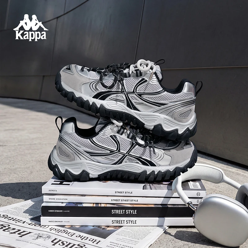Kappa Women's Shoes Autumn New Thick-Soled Dad Shoes Retro Color-Blocking Trendy Non-Slip Wear-Resistant Hiking Casual Sports Shoes