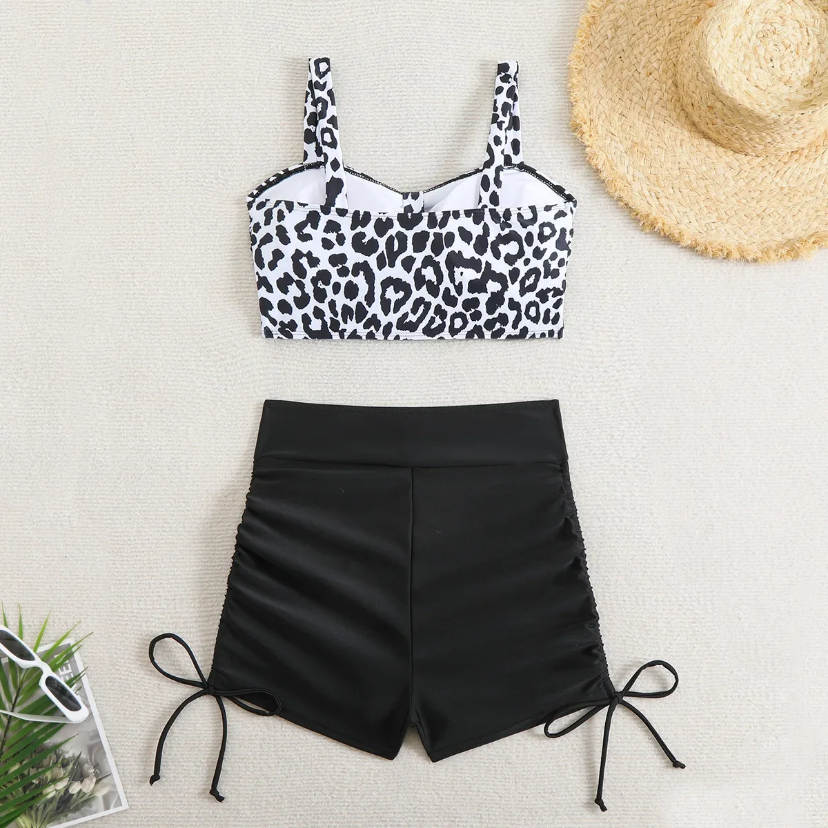 Sexy Leopard Swimwear High Waist Bikini 2025 Women Swimsuits with Shorts Beach Bathing Suit Brazilian Bikinis Set Sports Biquini