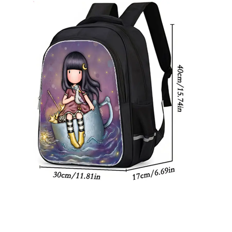 Dual Zipper Pockets, Cartoon Ggor-juss San-Ttoro Design Suitable For Boys and Girls, Durable 16-inch Children's Student Backpack