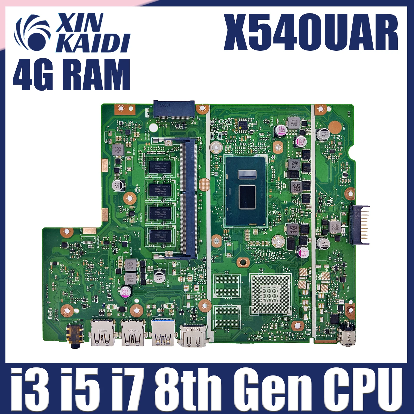 X540UAR Laptop Motherboard For ASUS X540UBR X540UV A540U F540U X500U K540U X543U P540U R540U CPU i3 i5 i7 8th Gen 0G/4G-RAM