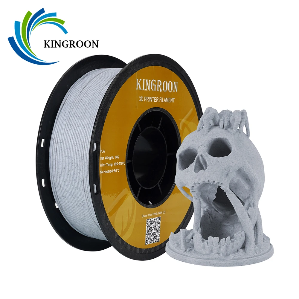 KINGROON Marble PLA Filament 1.75mm 1kg Like Marble White Stone 3D Printer FIlament, Plastic Spool 2.2lbs 3D Printing Material