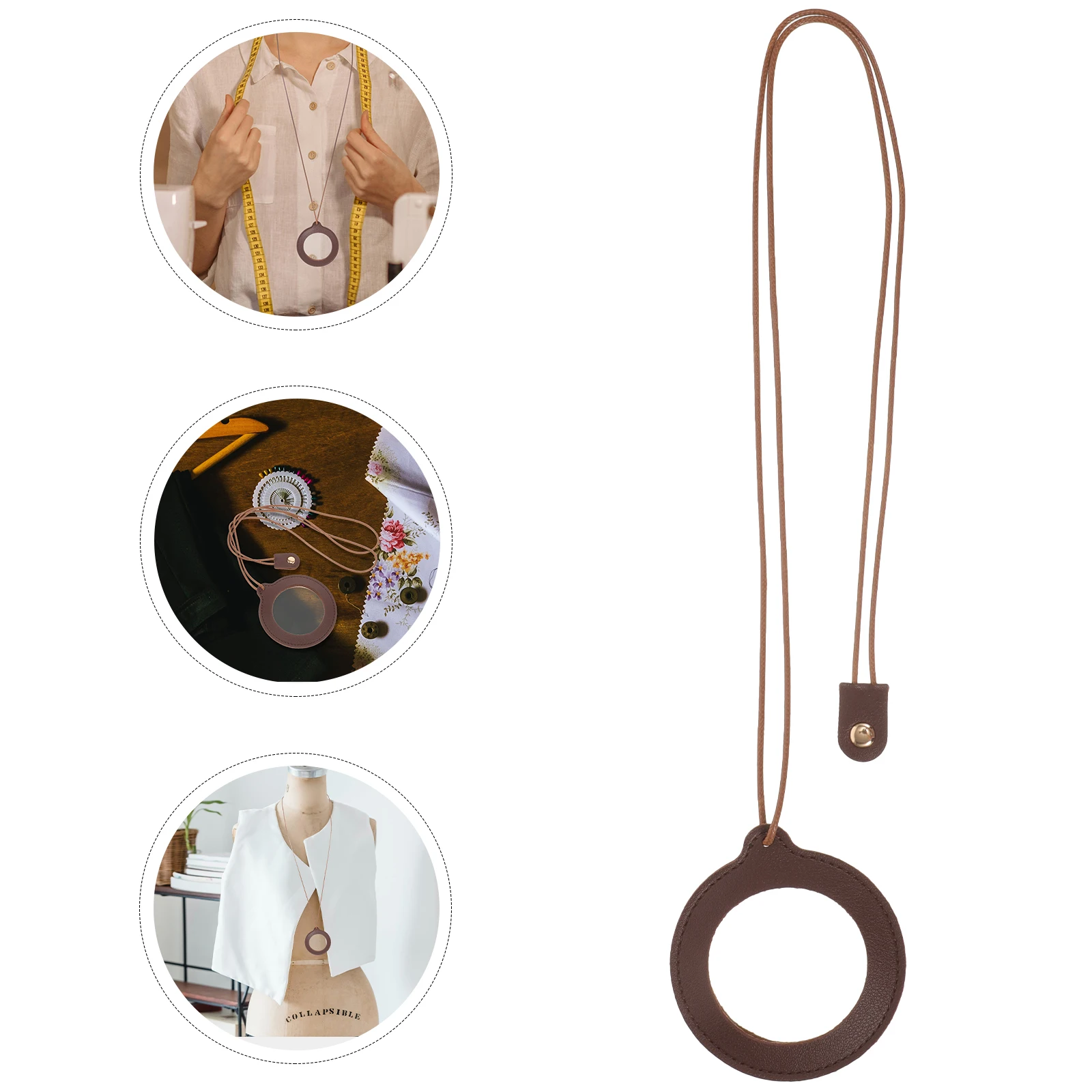 

Neck Hanging Magnifier 10x PU Case for Reading H work Sewing Maintenance Watch Repair Portable Tool Brown Color