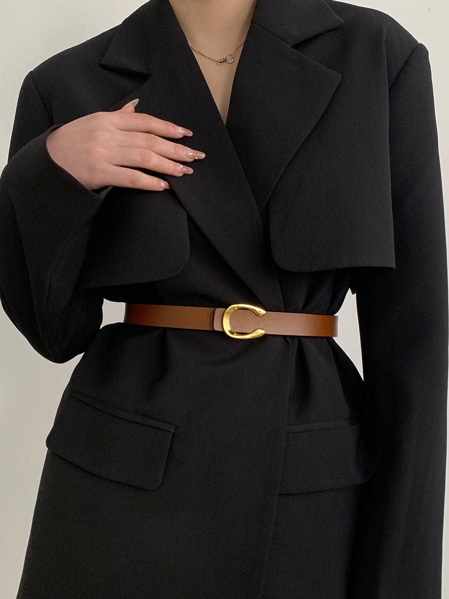 Leather Belt Women 2024 New High-End Black Decoration Simple And Versatile Leather Ins With Jeans Waist Width