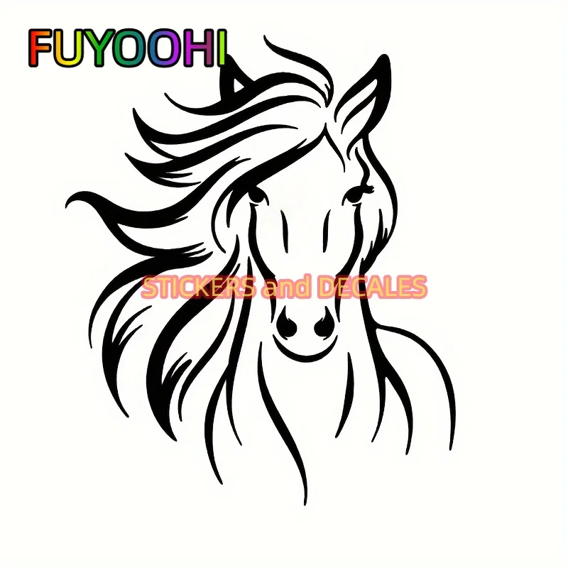 FUYOOHI Car Sticker Vinyl Horse Head Beautiful Animal Funny decals For Car Enhance Your Car's Aesthetic Value