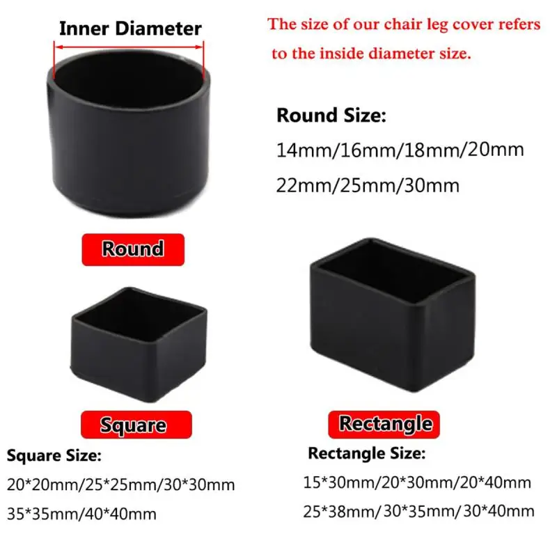 16pcs~4pcs Square Silicone Chair Leg Caps Non-slips Table Foot Dust Cover Socks Floor Protector Pads Furniture Leveling Feet