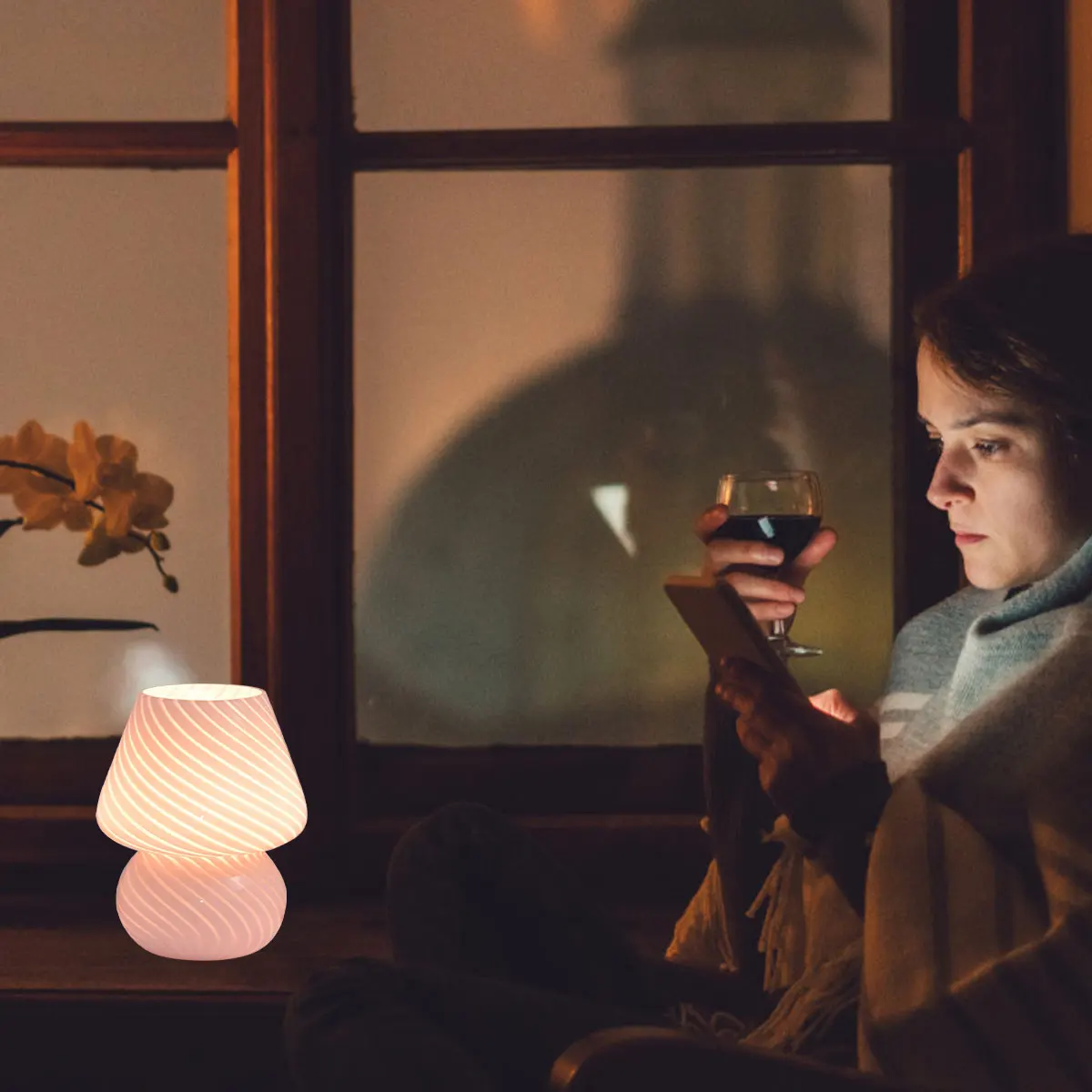 خمر USB الفطر الزجاج ضوء الليل ، سطح المكتب الديكور ، مريحة LED ، الإبداعية السرير الجدول مصباح ، عيد الميلاد ، الاحتفال المنزل #5