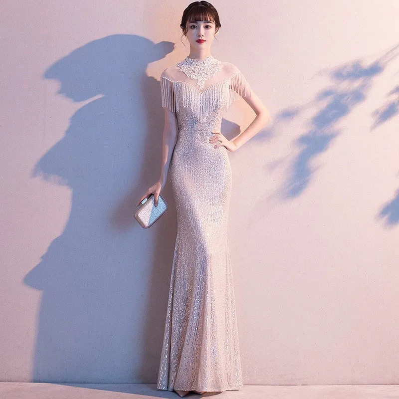 Evening Dresses 2026 Woman Elegant Sequin Cocktail Slimming Long Fishtail Design Effect Luxury Customized