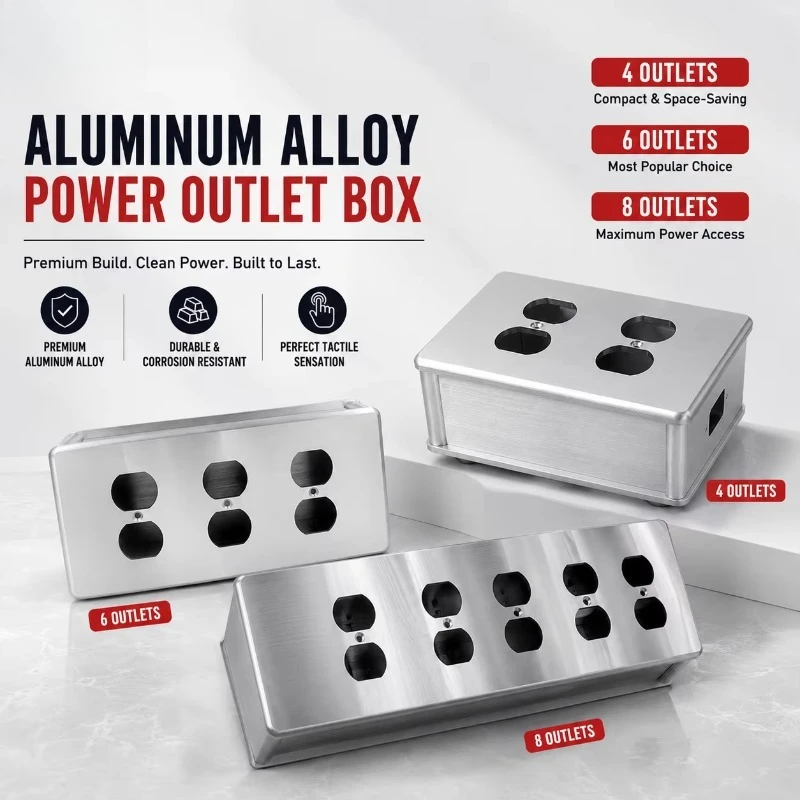 Aluminum Alloy Empty Socket Box | 4/6/8 Outlets Hifi Audio Power Distributor Plate