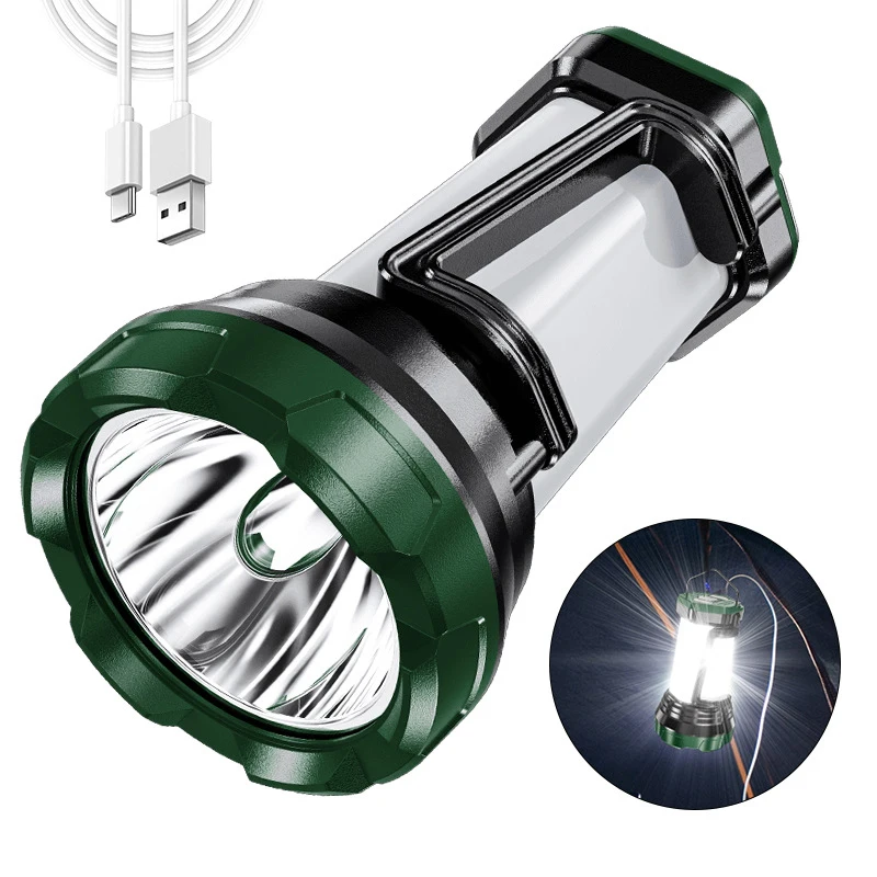 

LED Strong Searchlight Flashlight Rechargeable 2 Lighting Mode Emergency Hiking Camping Energy Saving Torch with Output Function