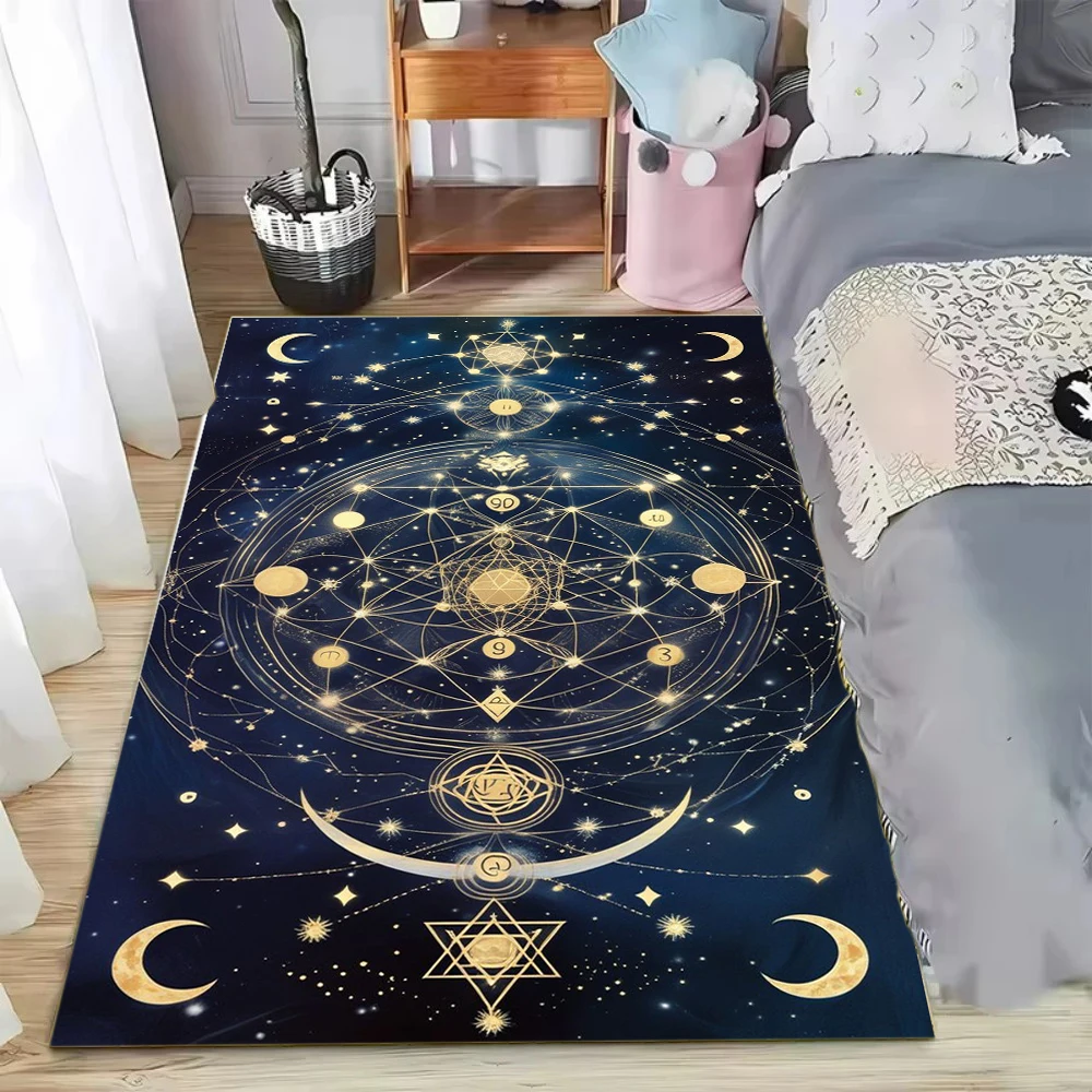 12 Constellation Carpet Starry Sky Galaxy Printed Carpet Sun Moon Pattern Entrance Door Mat Living Room Bedroom Decoration Rug