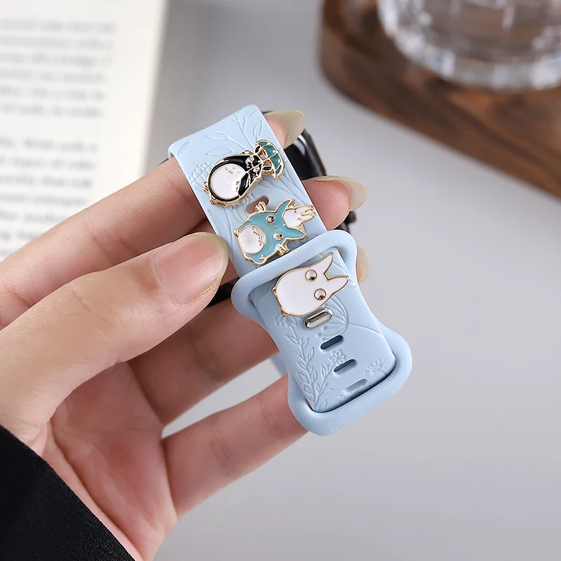 Japanese Anime Cartoon Charms Jewelry for Apple Watch Soft Silicone Rubber Watchband Charm Accessories Animal Charm for Iwatch