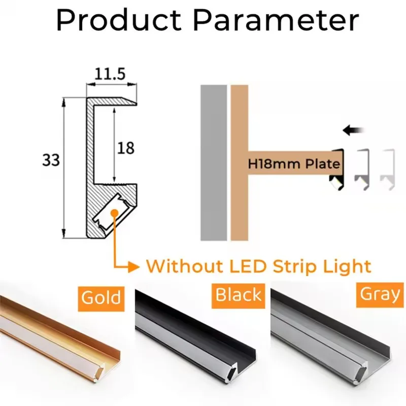 LED Cabinet Shelf Light 45º Lighting Recessed Aluminum Profile 18mm Wooden Board Backside Closet Clip Bar Strip Lamps Lights