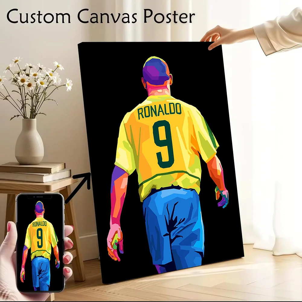 Affiche de la légende Ronaldo Nazario, peinture sur toile imprimée personnalisable pour photos, art mural, décorations de salon, Wand Deko Arts