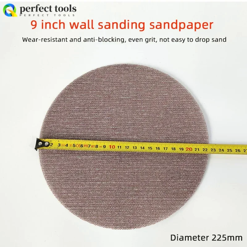 ATPRO 10Pcs 9 Inch 225mm Mesh Abrasive Hook and Loop Sand Paper Dust Free Sanding Discs Anti-blocking Dry Grinding Sandpaper
