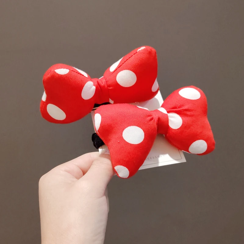 Baby girl red polka dot bow hairpin Korean princess little girl headband elastic hair headband