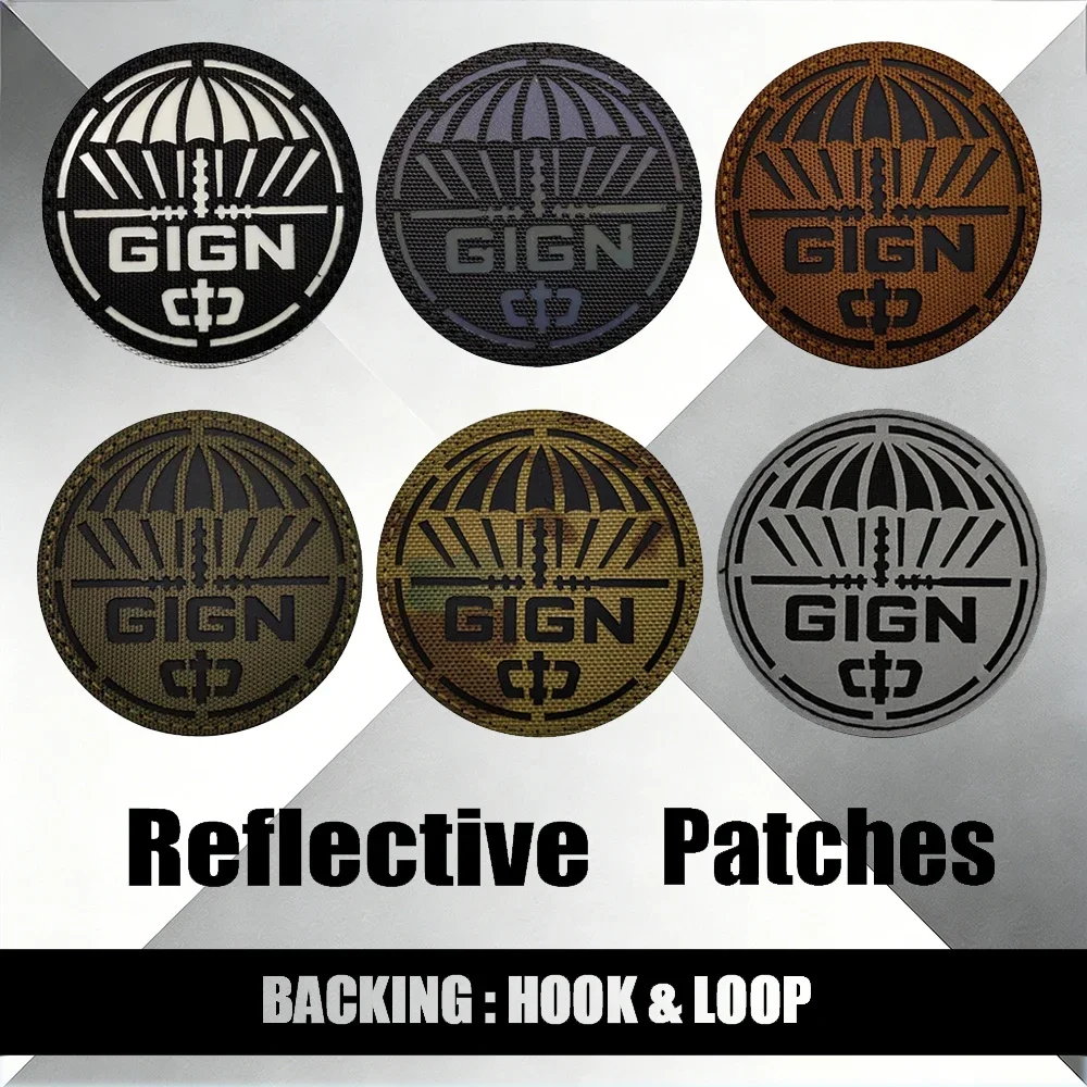 France GIGN Tactical Patches Laser-Cut Night Recognition Fabric Shoulder Patch for Jacket DIY Sew-On Series