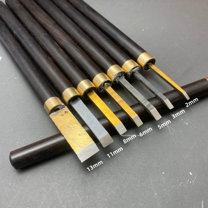 2-22mm High Speed Steel Flat Head Leather Carving Knife DIY Hand Leather Slotting Scribing Detail Engraving Leathercraft Tools