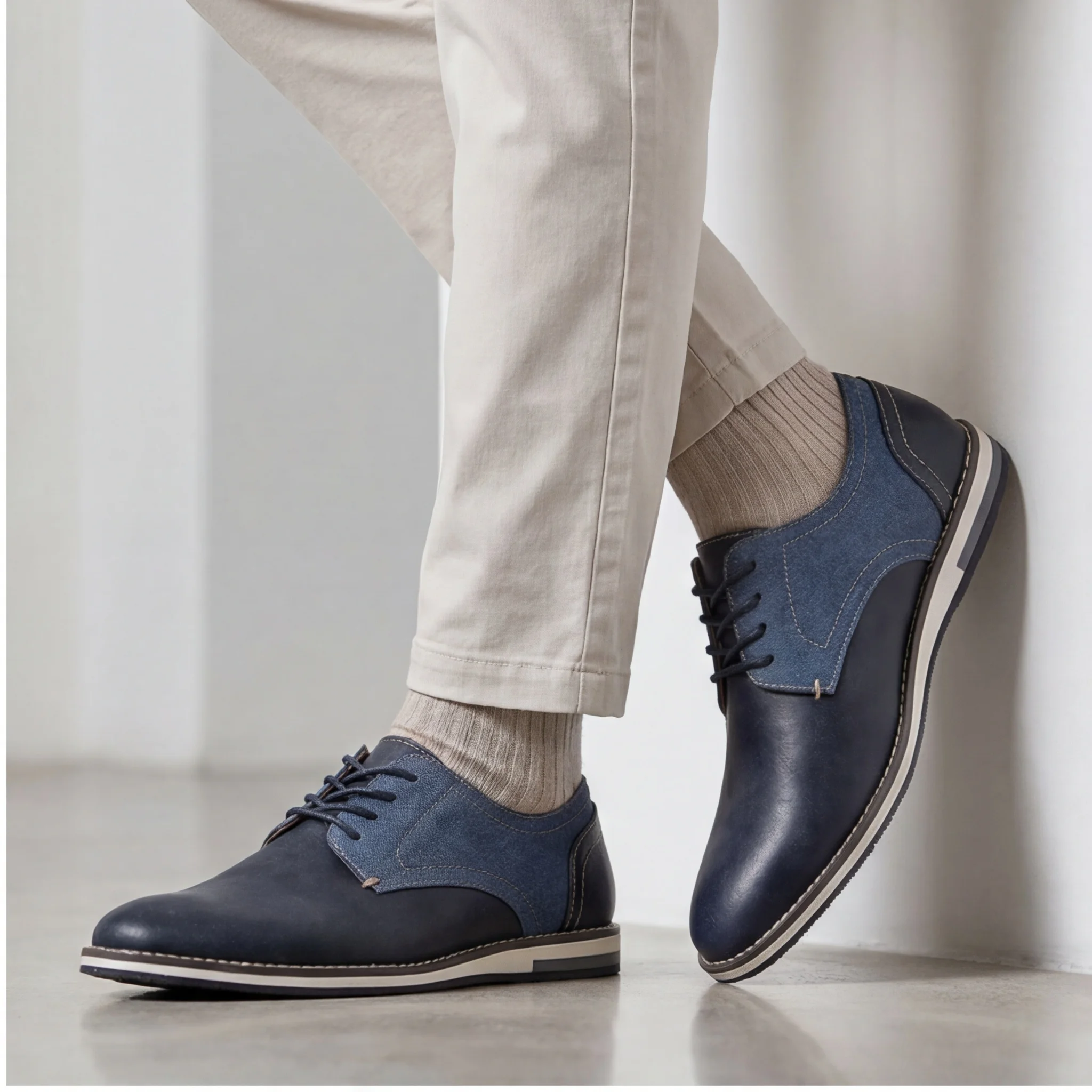 Men's Casual Shoes Two-Tone Derby Shoes For Man Daily Wear Men's Shoes Lace Up Shoes Contrast Sole Casual Style