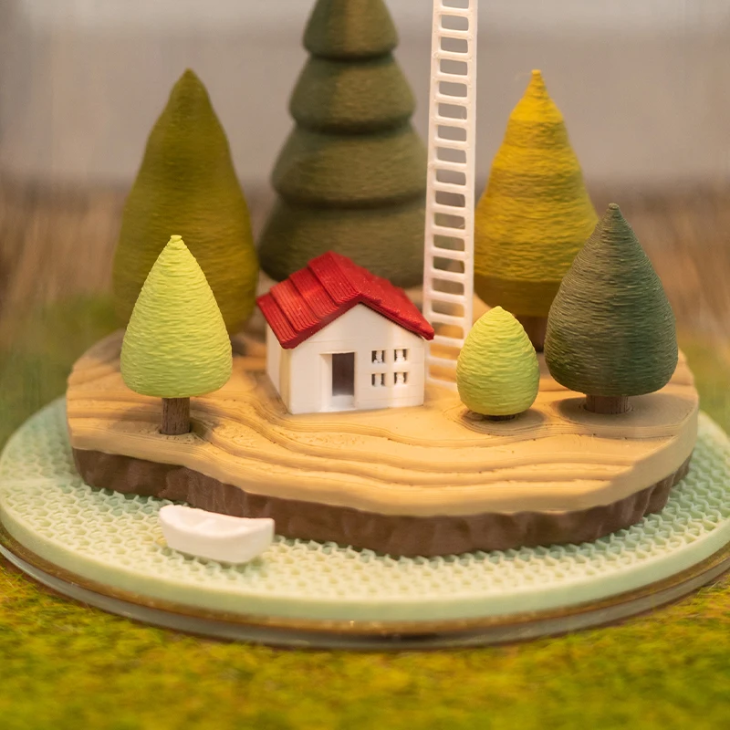 Japanese style island micro landscape glass bottle ornament, home decoration cartoon island house plant tree model ornaments
