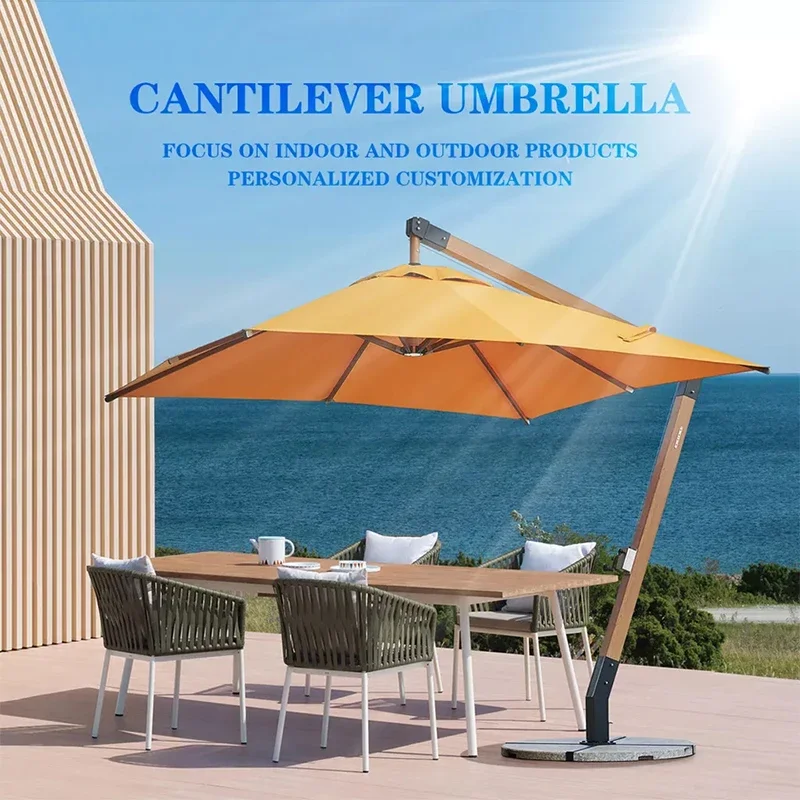 2026 Wholesale Heavy Duty High Quality  Market Sunshades Brushed Process Outdoor Cantilever Umbrellapromote sales
