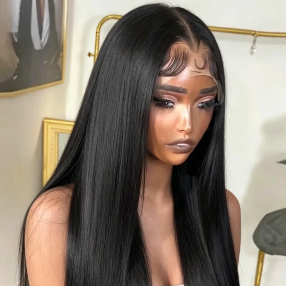 

16-34 Inch 250% Density Bone Straight Lace Front Wigs HD Transparent Lace Pre Plucked Knots Bleached Brazilian Virgin Hair Glueless Wigs For Ladies
