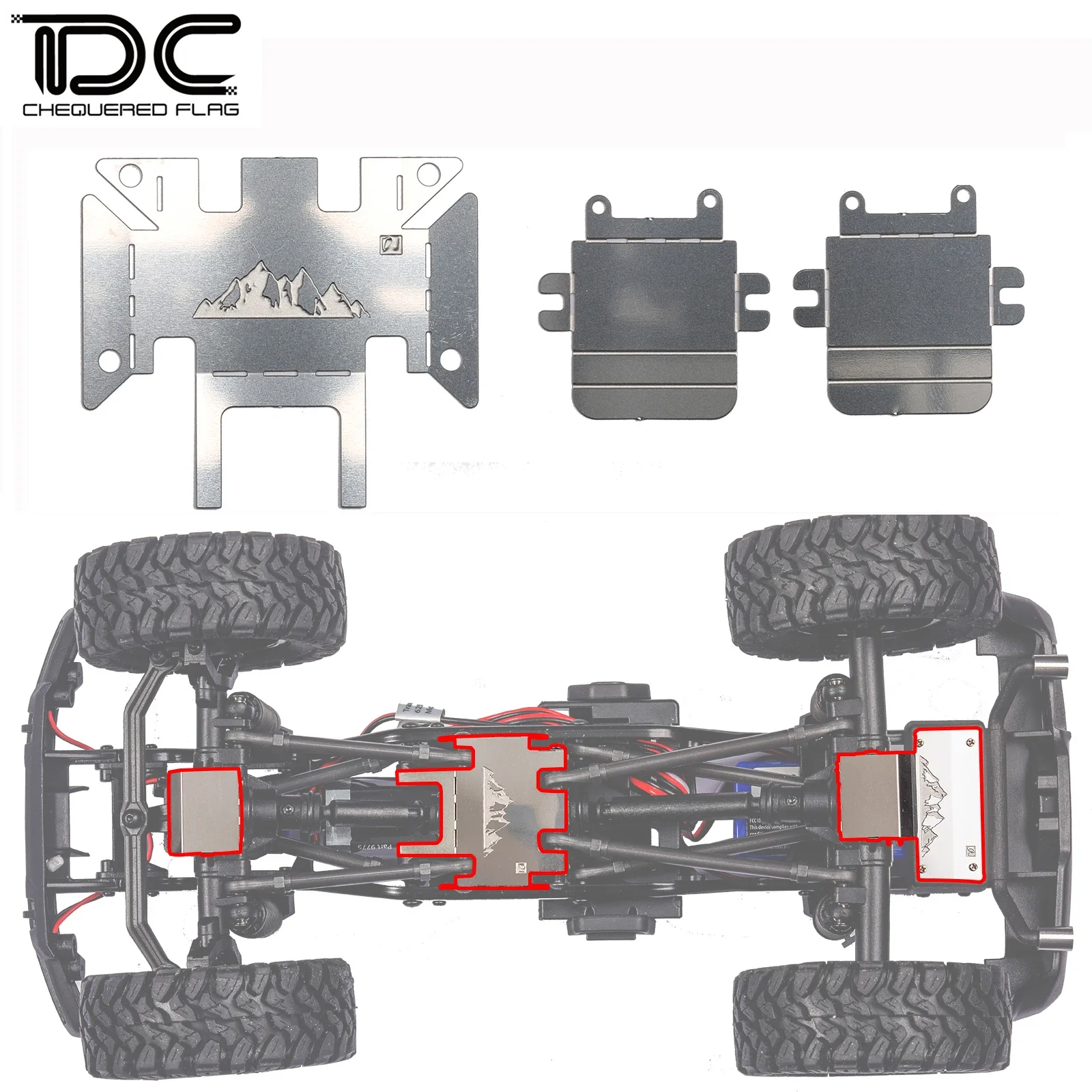 DC 3pcs 1/18 Metal Chassis Armor Guard Axle Protector Skid Plate RC Crawler for Bronco Defender Upgrade Parts