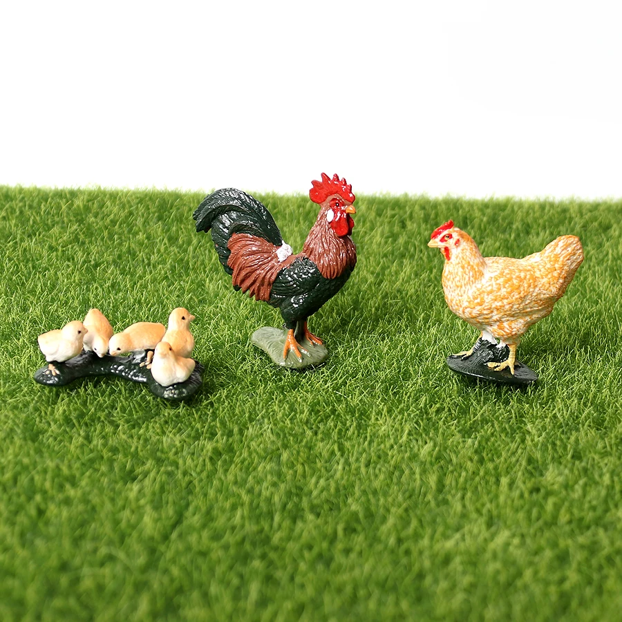 Realistic Plastic Farm Animals Figurines Goose Duck Hen Chicken Chick Poultry Animal Models Playset 3pcs for Kids and Toddlers